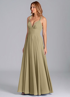 Azazie Darana Brautjungfernkleider A-Linie Korsett Chiffon Kleid Moosgrün image4