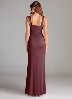 Azazie Denice Bridesmaid Dresses Sangria Sheath Pleated Stretch Satin Dress image2