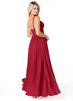 Azazie Chanel Brautjungfernkleider A-Linie Plissee Chiffon Kleid Scharlachrot image5