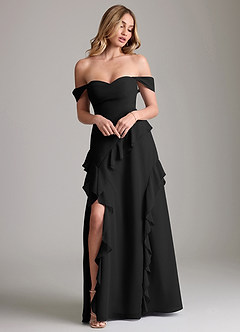 Azazie Sloane Bridesmaid Dresses Black A-Line Sweetheart Neckline Chiffon Dress image4