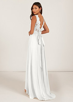 Azazie Gertrude Bridesmaid Dresses White A-Line Lace Chiffon Dress image5
