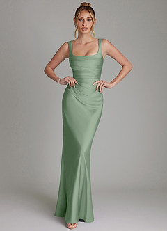 Azazie Agustina Bridesmaid Dresses Matcha Mermaid Corset Stretch Satin Dress image1