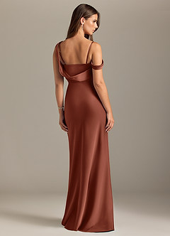 Azazie Madelyn Bridesmaid Dresses Clay Mermaid Off the Shoulder Stretch Satin Convertible Dress image2