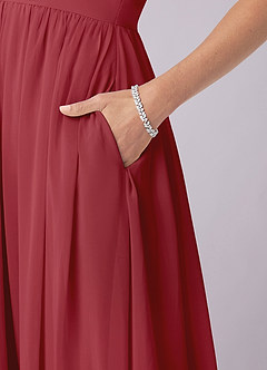 Barbie ♥ Azazie Bridesmaid Dresses Pomegranate A-Line Corset Chiffon Dress image8