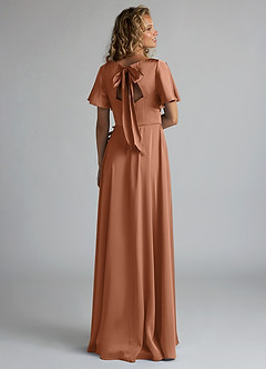 Azazie Kimber Bridesmaid Dresses Bronzer A-Line Ruched Stretch Satin Dress image2