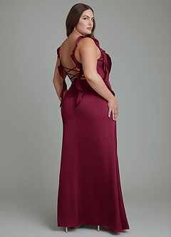 Azazie Jessamine Rochii de domnișoară de onoare Teacă Corset Satin elastic Lungime până la podea Rochie image9