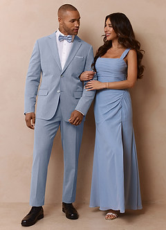 front Savile Light Blue Wool Blend Dress Pants