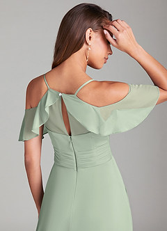 Azazie Dakota Abiti da Damigella Abito A-Line in Maglia a Spalla Scoperta Verde Salvia image2