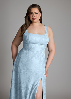 Azazie Debra Vestidos para Prova em Casa Vestido Céu Azul de Esgotamento Floral de Linha A com com Bolsos image15