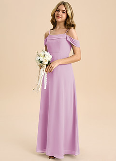 Azazie Anselie Junior Vestido de Rosa Caramelo de Gasa de Corte en A con Vestidos sin tirantes image6