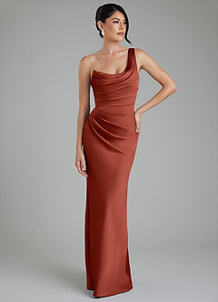 Azazie Sabrina Robes de demoiselle d'honneur Robe Sirène en Satin extensible Corset Terracotta image7