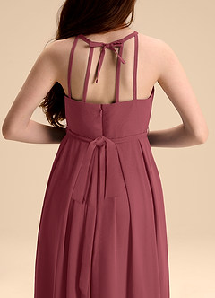 Azazie Arianthe Junior Merlot A-Line Pleated Chiffon Dress image8