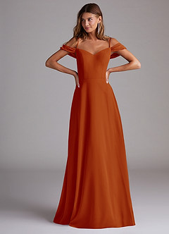 Azazie Marley Bridesmaid Dresses Paprika A-Line Off the Shoulder Chiffon Convertible Dress image4