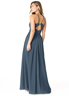 Azazie Cora Bridesmaid Dresses Neptune A-Line Pleated Chiffon Dress image2