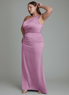 Azazie Akilah Jurken voor bruidsmeisjes Jurk van Stretch Satijn met Zeemeermin One-shoulder Blauweregen image12