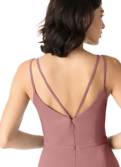 Azazie Janine Bridesmaid Dresses Desert Rose A-Line V-Neck Chiffon Dress image5