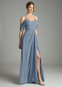 Azazie Dakota Bridesmaid Dresses Twilight A-Line V-Neck Pleated Chiffon Dress image5