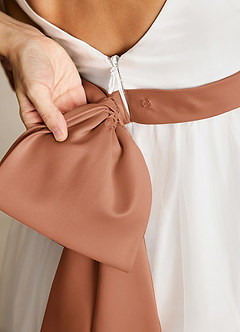 Azazie Lea Flower Girl Dresses Bronzer A-Line Spaghetti Strap Tulle Dress image5