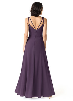 Azazie Janine Bridesmaid Dresses Plum A-Line V-Neck Chiffon Dress image4