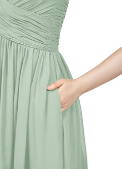 Azazie Angie Bridesmaid Dresses A-Line Pleated Chiffon Knee-Length Dress image10