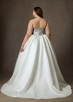 Azazie Mirabeth Abiti da Sposa Abito Principessa in Pizzo Senza Cinturino Bianco Diamante Cacao image13