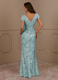 Azazie Roya Mother of the Bride Dresses Mist Mermaid Ruched Floral Burnout Dress image4