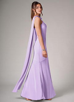 Azazie Kinsley Robes de demoiselle d'honneur Robe Sirène en Satin extensible Fente Latérale Lilas image6