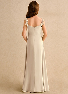 Azazie Puppy Girls Formal Flower Girl Dresses Champagne A-Line Pleated Chiffon Dress image2