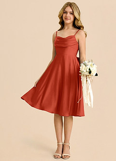 Azazie Bear Rust A-Line Sweetheart Neckline Stretch Satin Dress image4