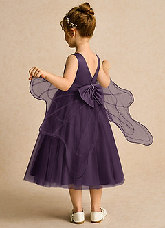 Azazie Pear Flower Girl Dresses Plum Ball-Gown Bow Tulle Dress image5