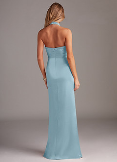 Azazie Jemma Bridesmaid Dresses Moody Blue Sheath Pleated Stretch Satin Dress image6