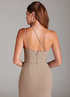 Azazie Eren Suknie dla druhen Osłona Jedno ramię Rozciągliwy Krep Do ziemi Sukienka image7