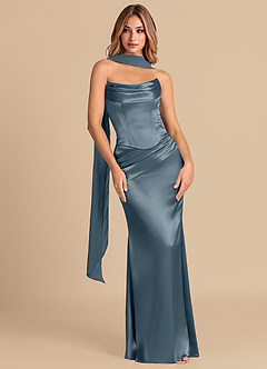 Azazie Sorrel Bridesmaid Dresses Twilight Mermaid Corset Metallic Satin Convertible Dress image3