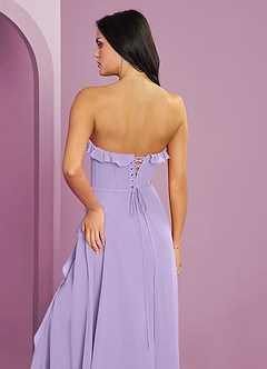 Barbie ♥ Azazie Robes de demoiselle d'honneur Robe Trapèze en Mousseline de soie Encolure en Forme de Cœur Lilas image7