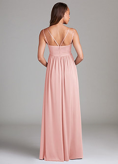 Azazie Emree Robes de demoiselle d'honneur de maternité Robe Trapèze avec poches Longueur ras du sol Satin extensible image2