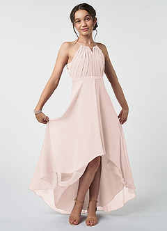 Azazie Oaklynn Junior Rose Petal A-Line Pleated Chiffon Dress image2