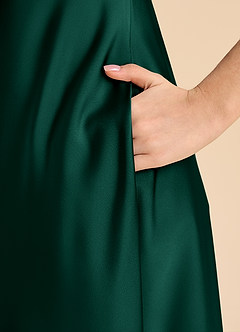 Azazie Sissy Junior Vestido de Esmeralda de Satén Elástico de Corte en A con Vestidos sin tirantes image7