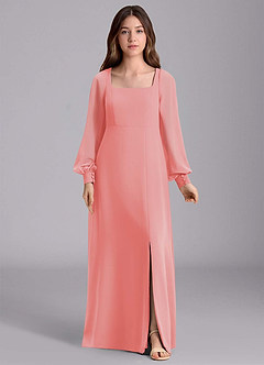 Azazie Bondi Junior Robe Trapèze en Mousseline de soie Blouson Corail image7