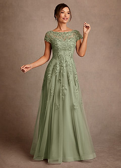Azazie Jalinda Kleider für die Brautmutter A-Linie Spitze Chiffon Kleid Pistazie image3