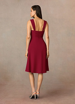 Azazie Olivia Mother of the Bride Dresses Burgundy A-Line Square Neckline Pleated Chiffon Dress image5