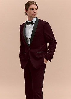 front Winston Burgundy Shawl Lapel Tuxedo