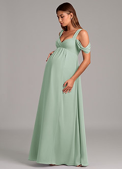 Azazie Rhea Zwangerschaps Bruidsmeisjekleding A-Lijn Geplooid Chiffon Vloerlengte Jurk image3