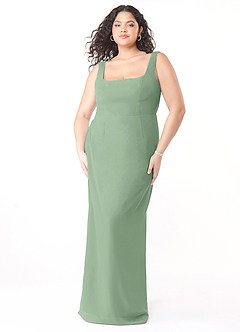 Azazie Flori Bridesmaid Dresses Matcha Sheath Square Neckline Chiffon Dress image9