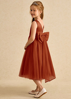 Azazie Winnie Flower Girl Dresses Paprika Ball-Gown Bow Tulle Dress image5