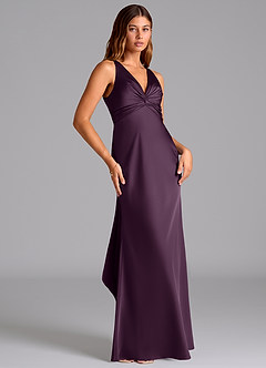Azazie Hati Bridesmaid Dresses Plum Mermaid Stretch Satin Dress image4