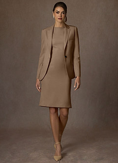 front Charlotte Truffle Refined Weave Jacket and Dress Suit Set
