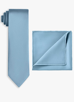 front Stretch Satin Wide Tie and Pocket Square Set