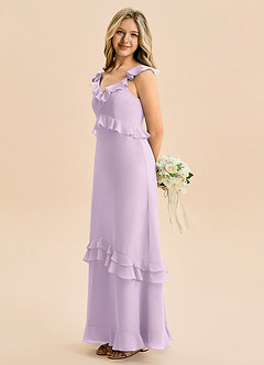 Azazie Tavie Junior Vestido de Lila Esmerilada de Gasa de Corte en A con Volante image6