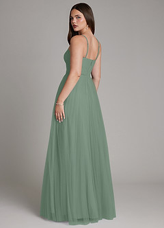 Azazie Teagan Robes de demoiselle d'honneur Robe Trapèze en Tulle Encolure en Forme de Cœur Sauge D'argent image5