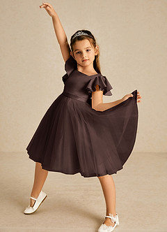 Azazie Kaeya Flower Girl Dresses Ganache A-Line Bow Tulle Dress image2